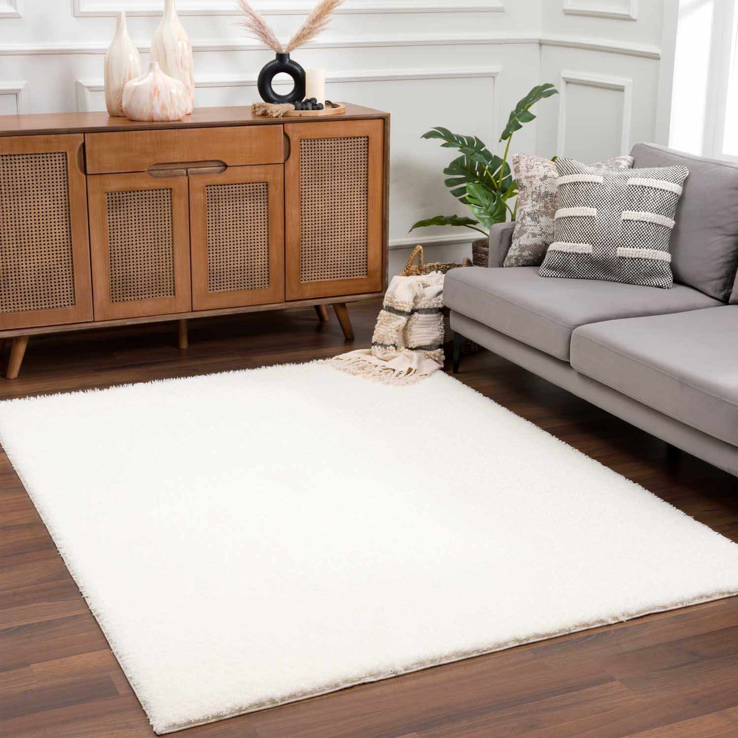 Heavenly Solid Cream Plush Rug