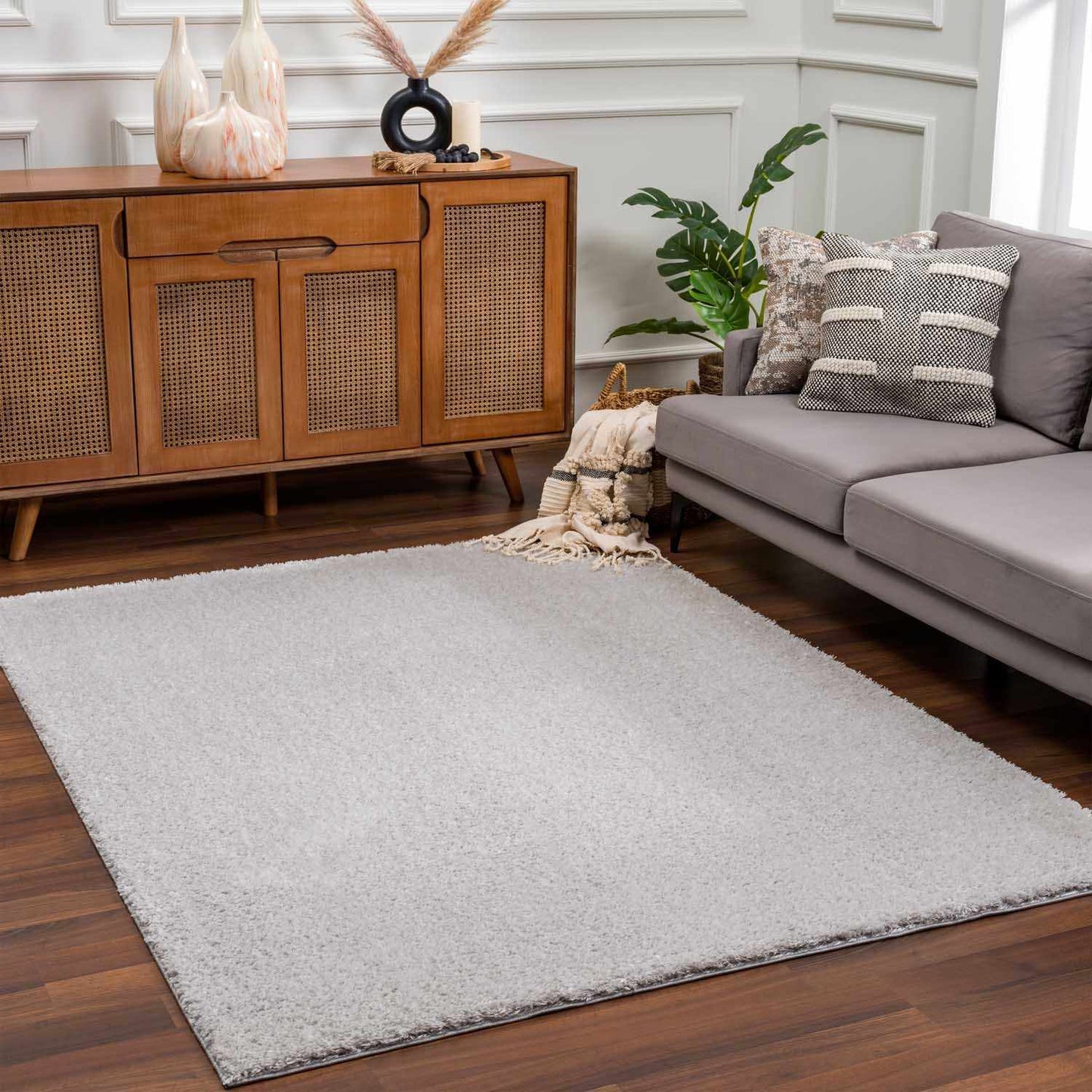 Heavenly Solid Light Gray Plush Rug - Clearance