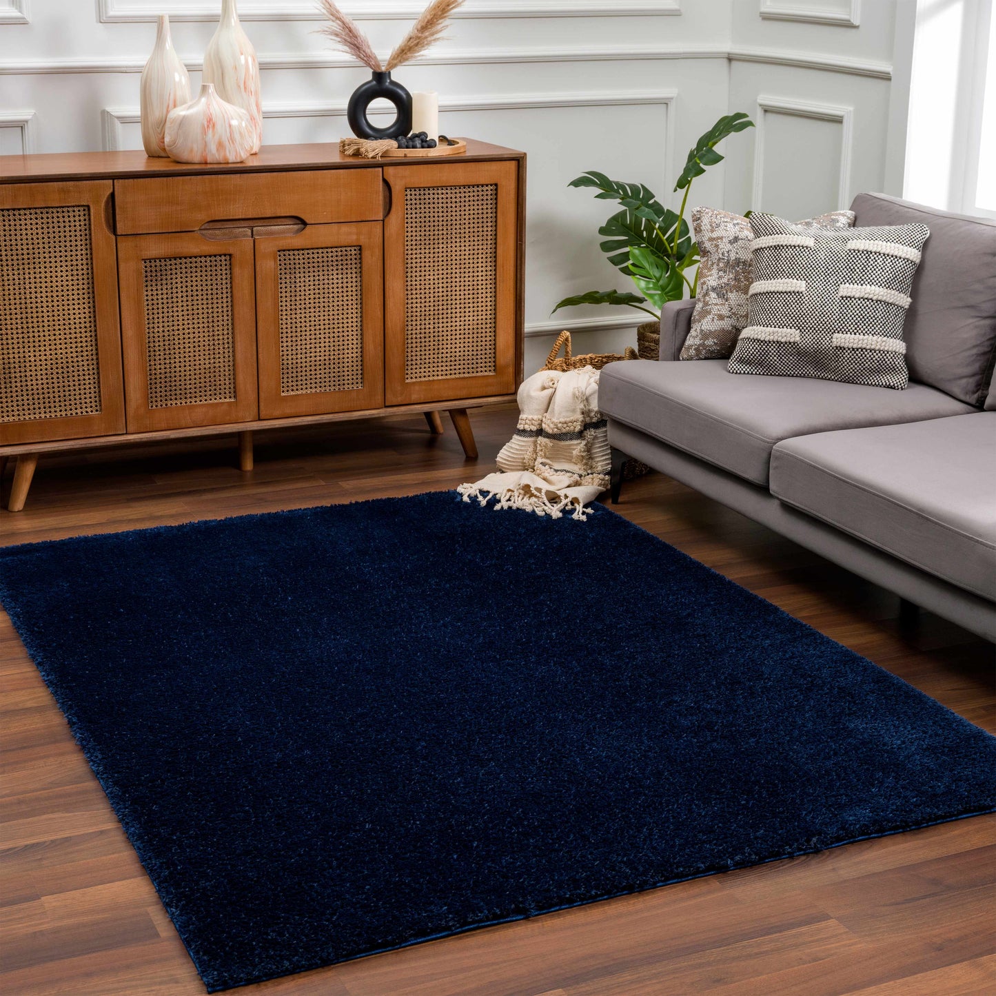 Heavenly Solid Navy Plush Rug - Clearance