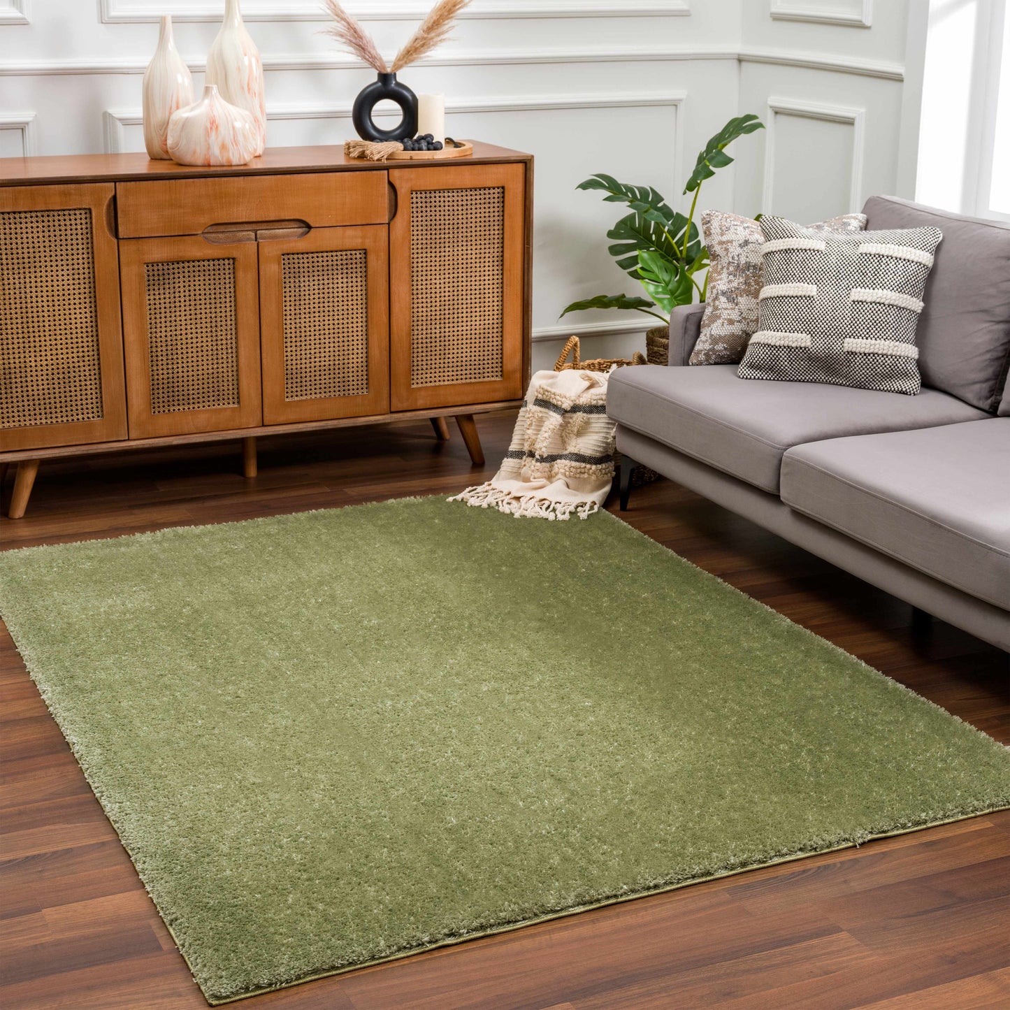 Heavenly Solid Green Plush Rug - Clearance