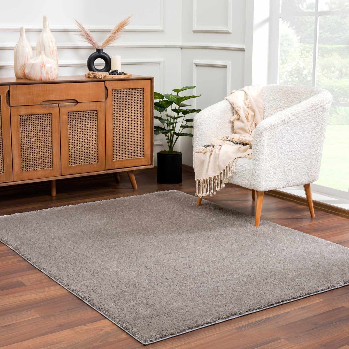 Heavenly Solid Gray Plush Rug - Clearance