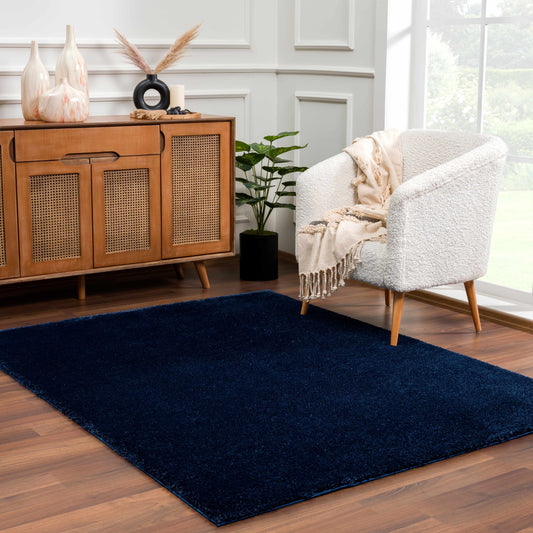 Heavenly Solid Navy Plush Rug - Clearance