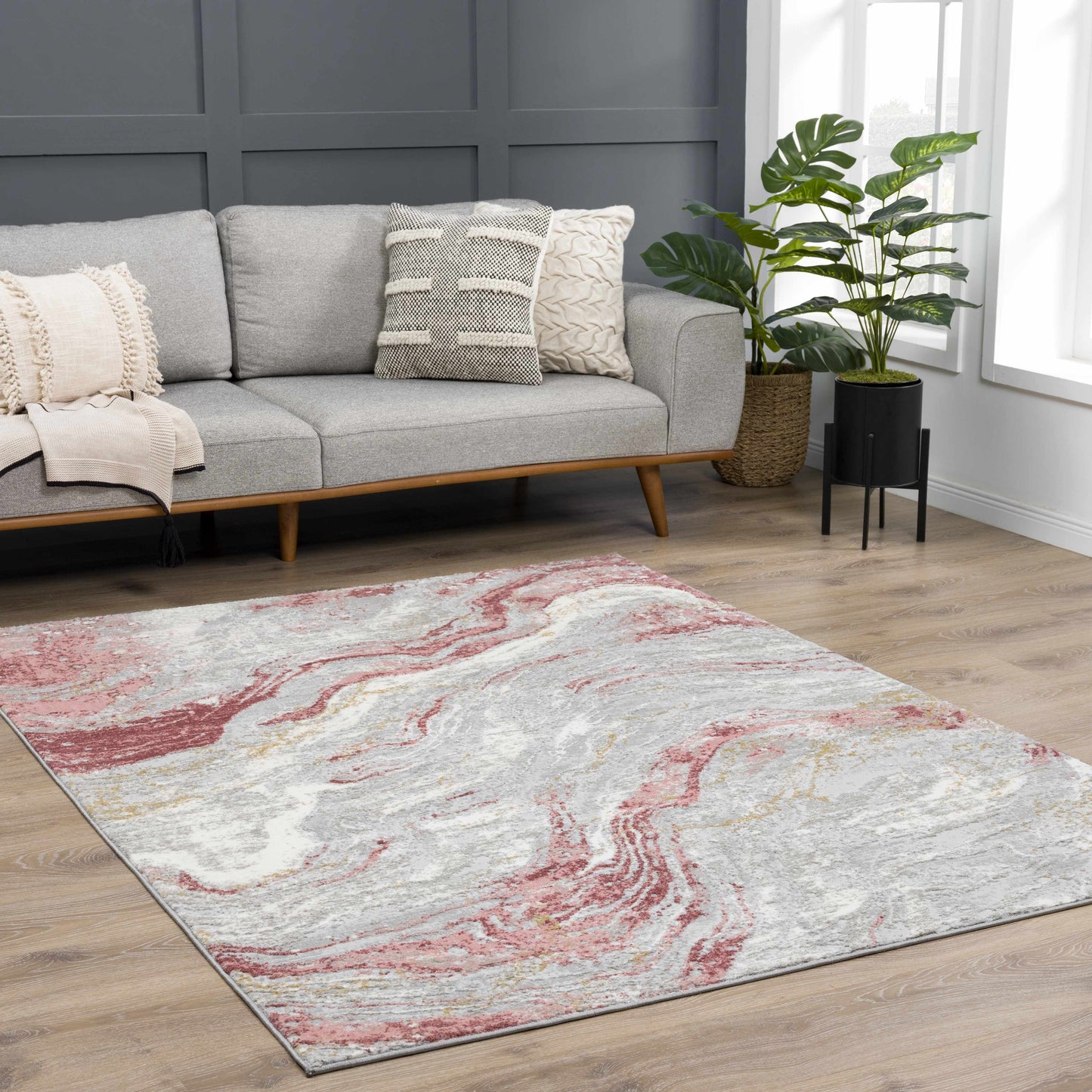 Lively Marble Pink Area Rug