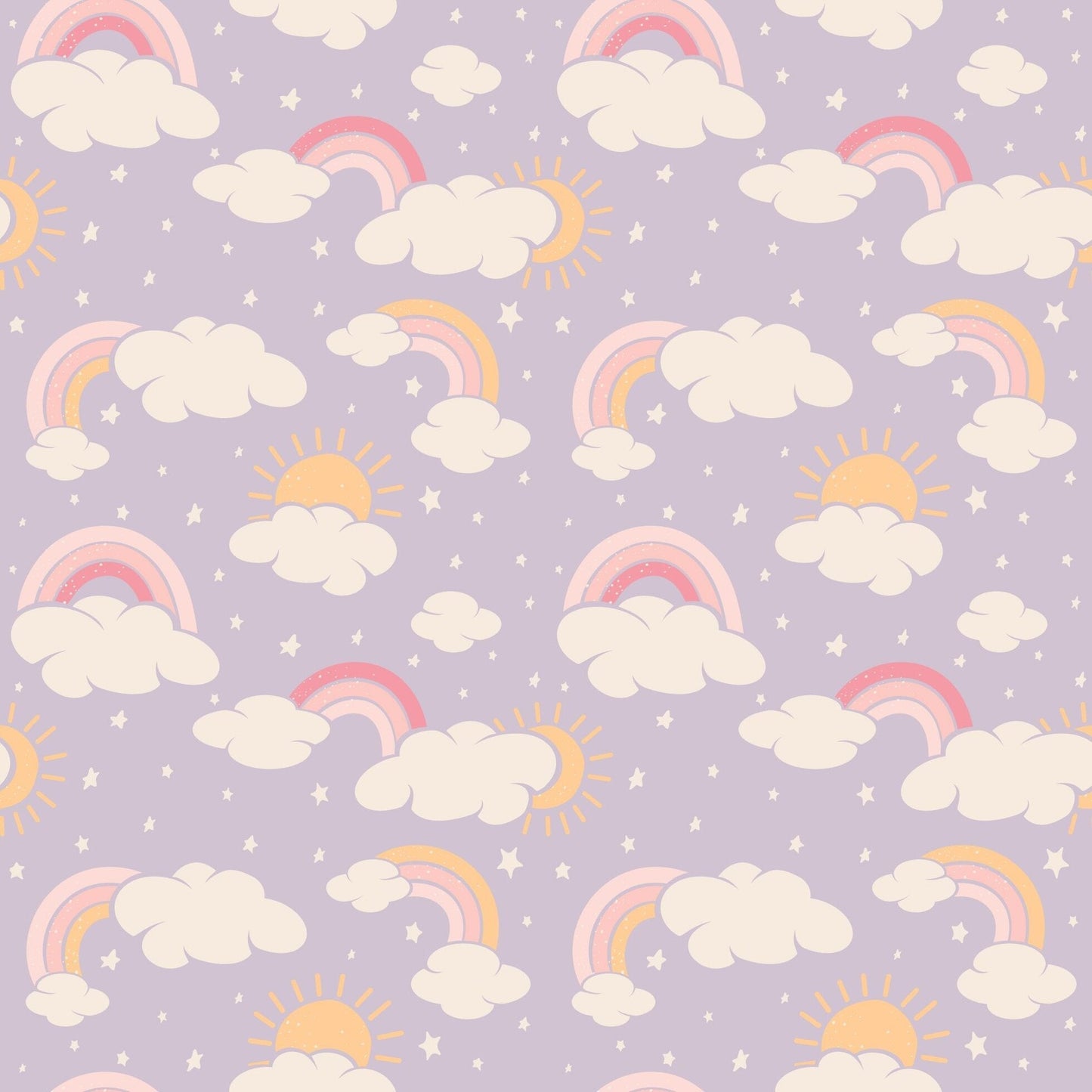 Lavender Rainbows and Clouds Smocked Vintage Dress