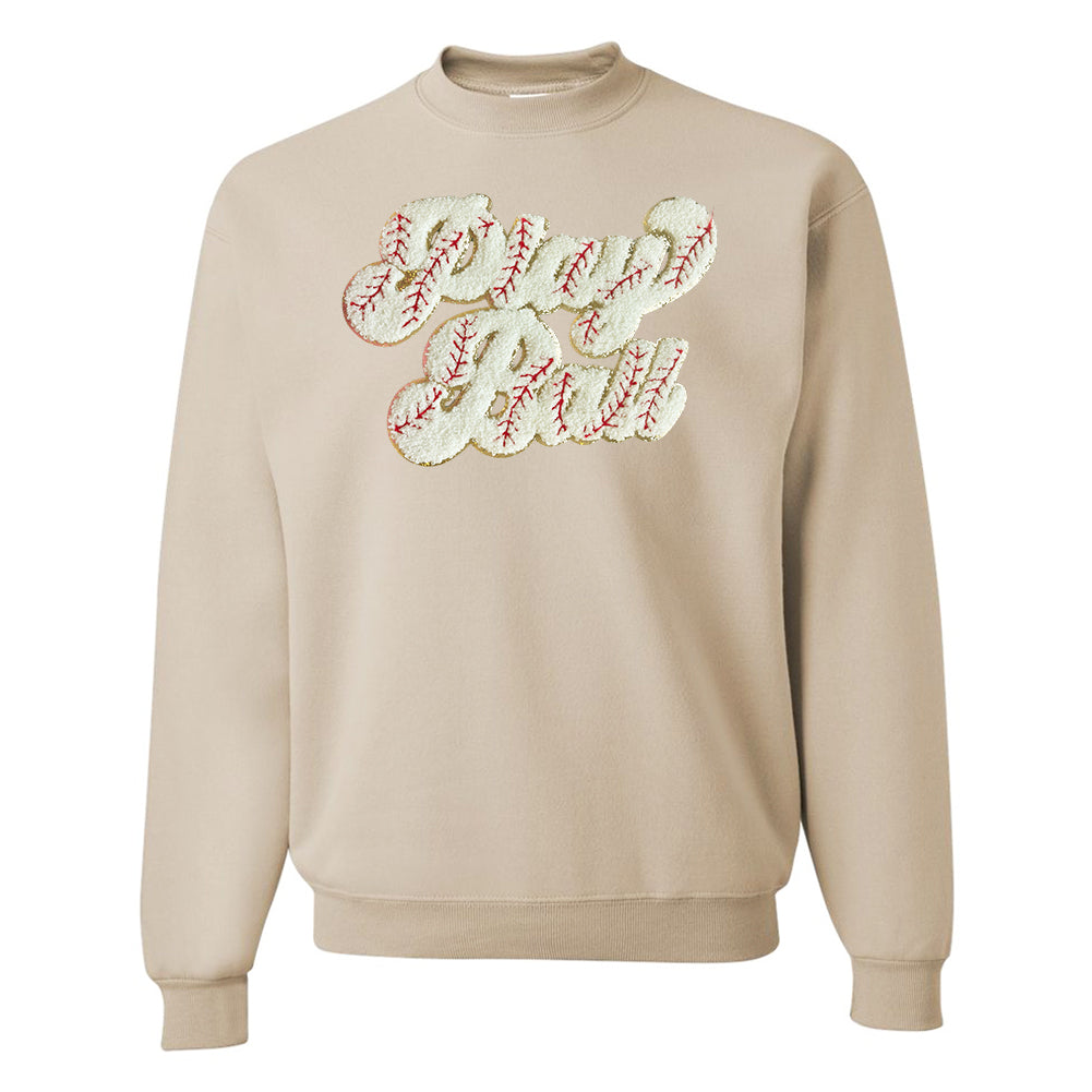 Play Ball Letter Patch Crewneck Sweatshirt