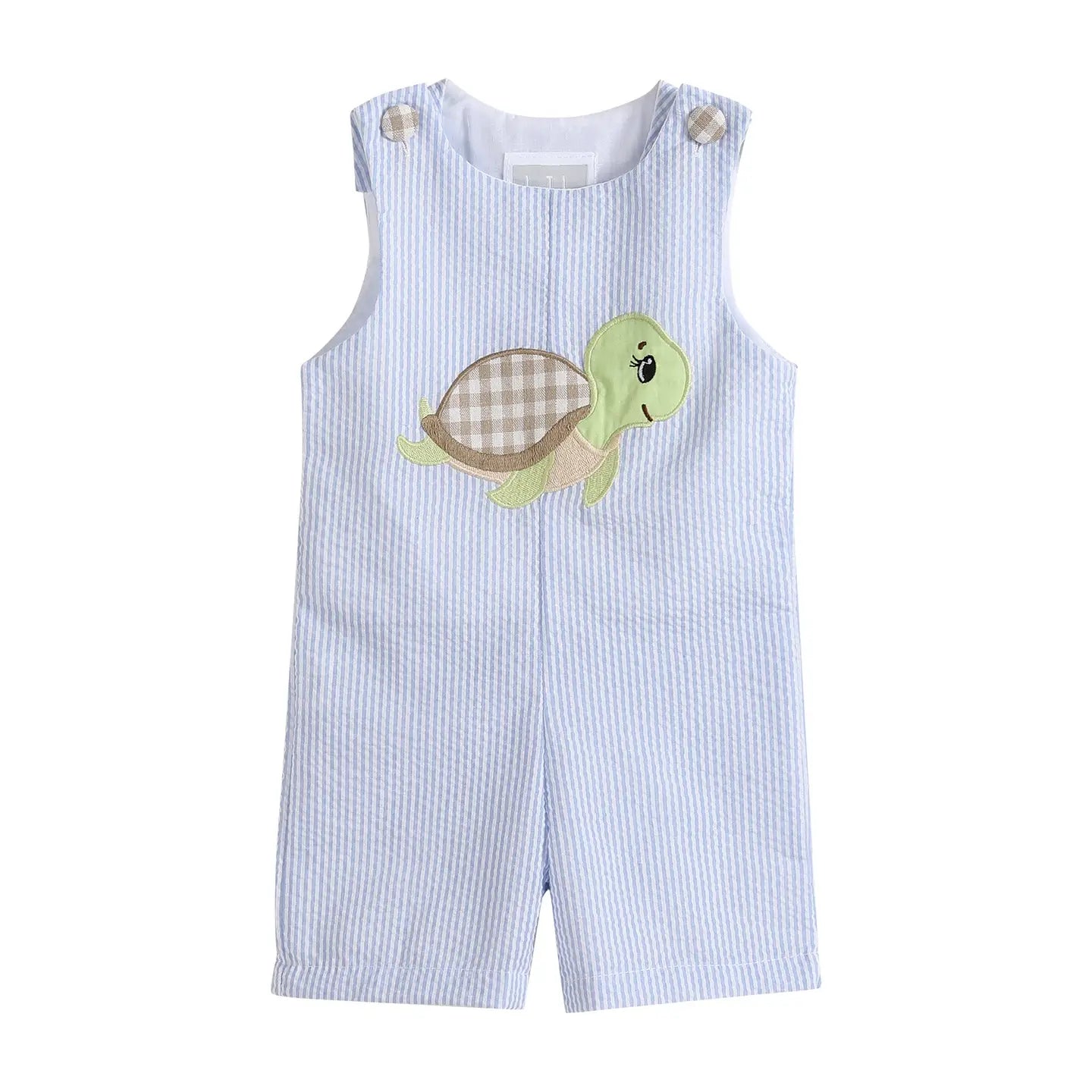 Lil Cactus Blue Gingham Turtle Romper