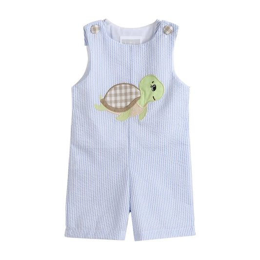 Lil Cactus Blue Gingham Turtle Romper