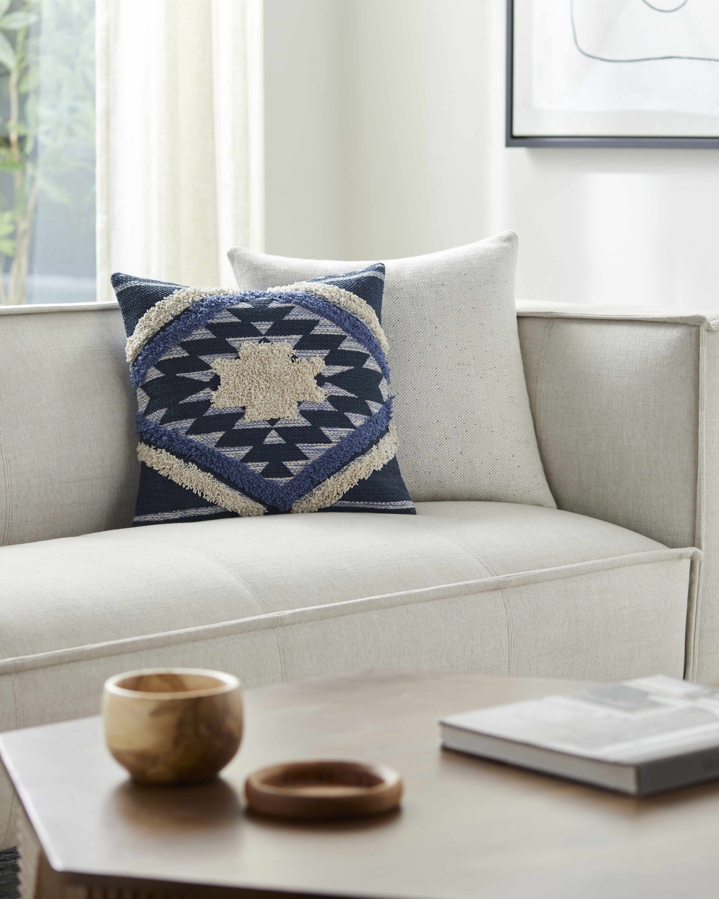 Shepardsville Navy Kilim Geometric Throw Pillow