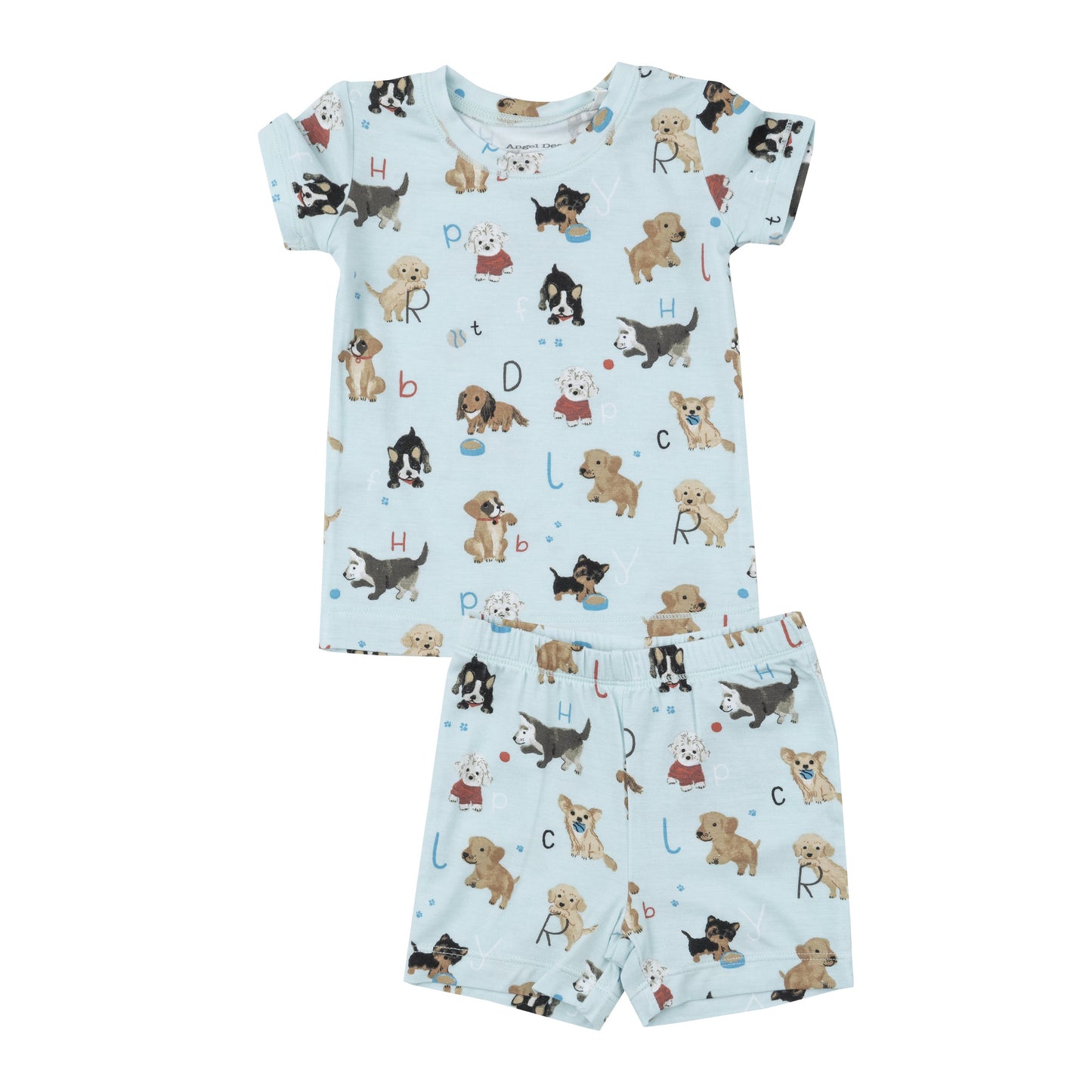 Short Lounge Wear Set - Puppy Alphabet Blue