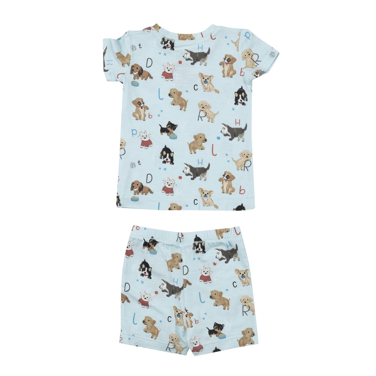 Short Lounge Wear Set - Puppy Alphabet Blue