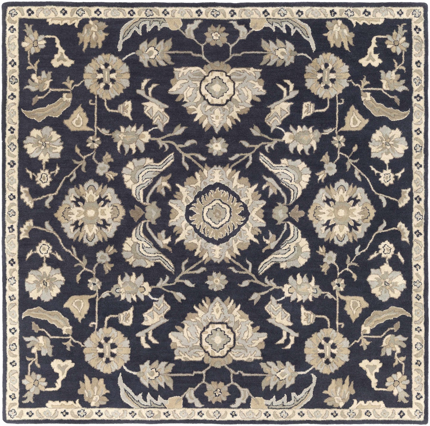 Copen Black Floral Wool Rug