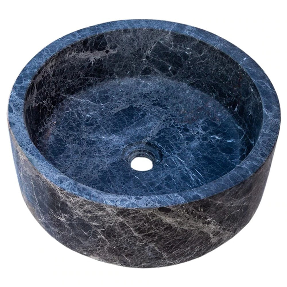 Natural Stone Sirius Black Marble Vessel Sink Polished (D)16.5" (H)6"