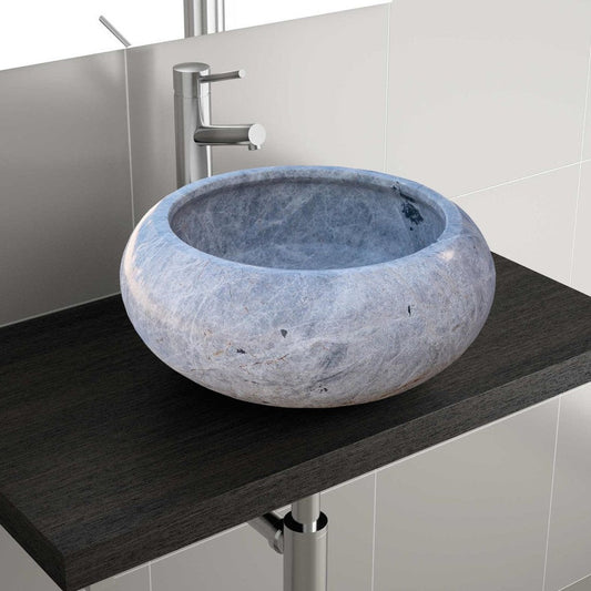 Sirius Silver Marble Natural Stone Vessel Sink (D)15.5" (H)6"