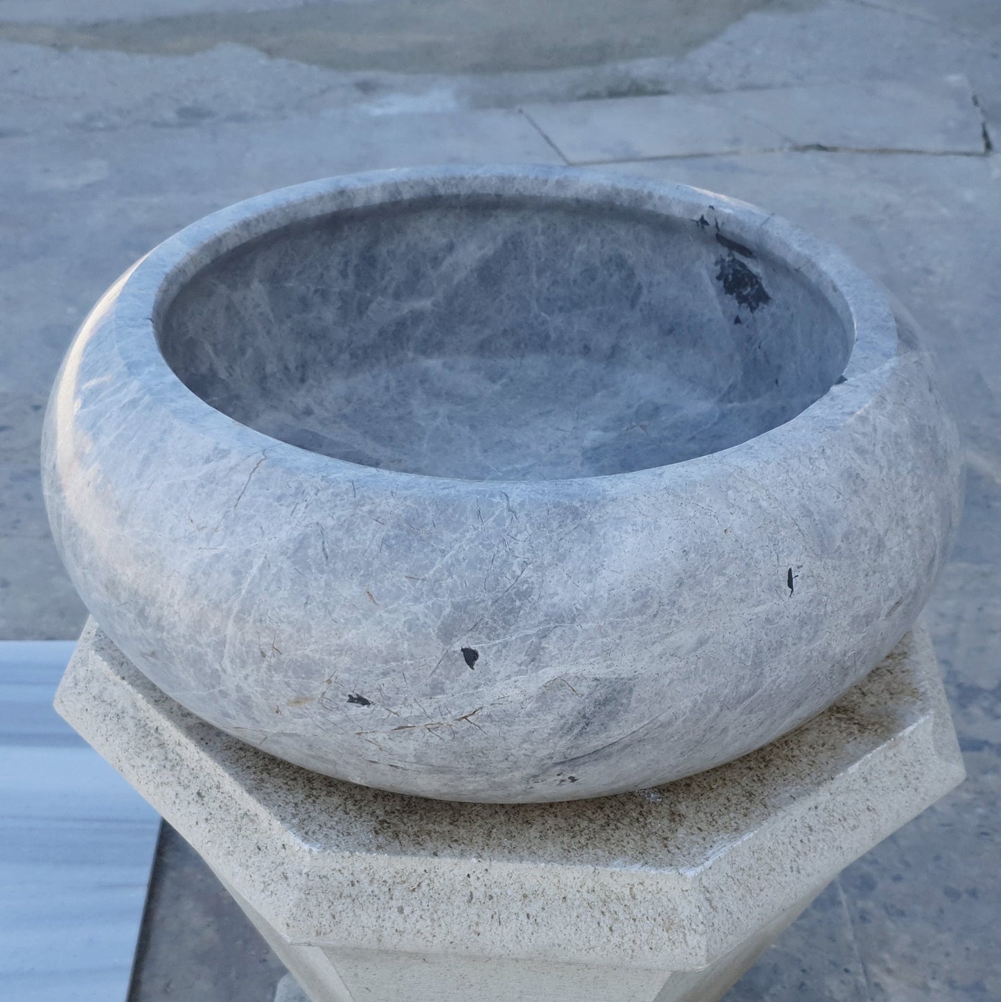 Sirius Silver Marble Natural Stone Vessel Sink (D)15.5" (H)6"