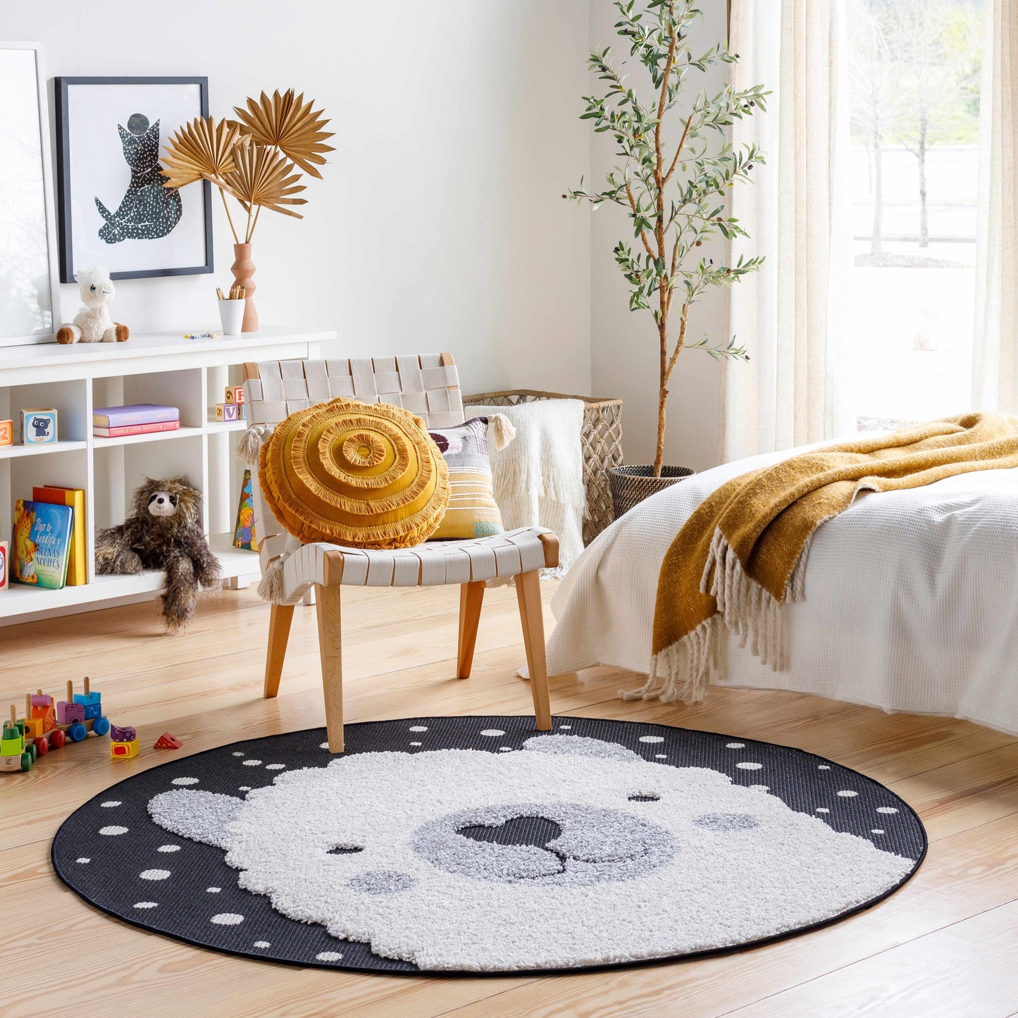 Kids Llama Animal Print Nursery Area Rug - Clearance