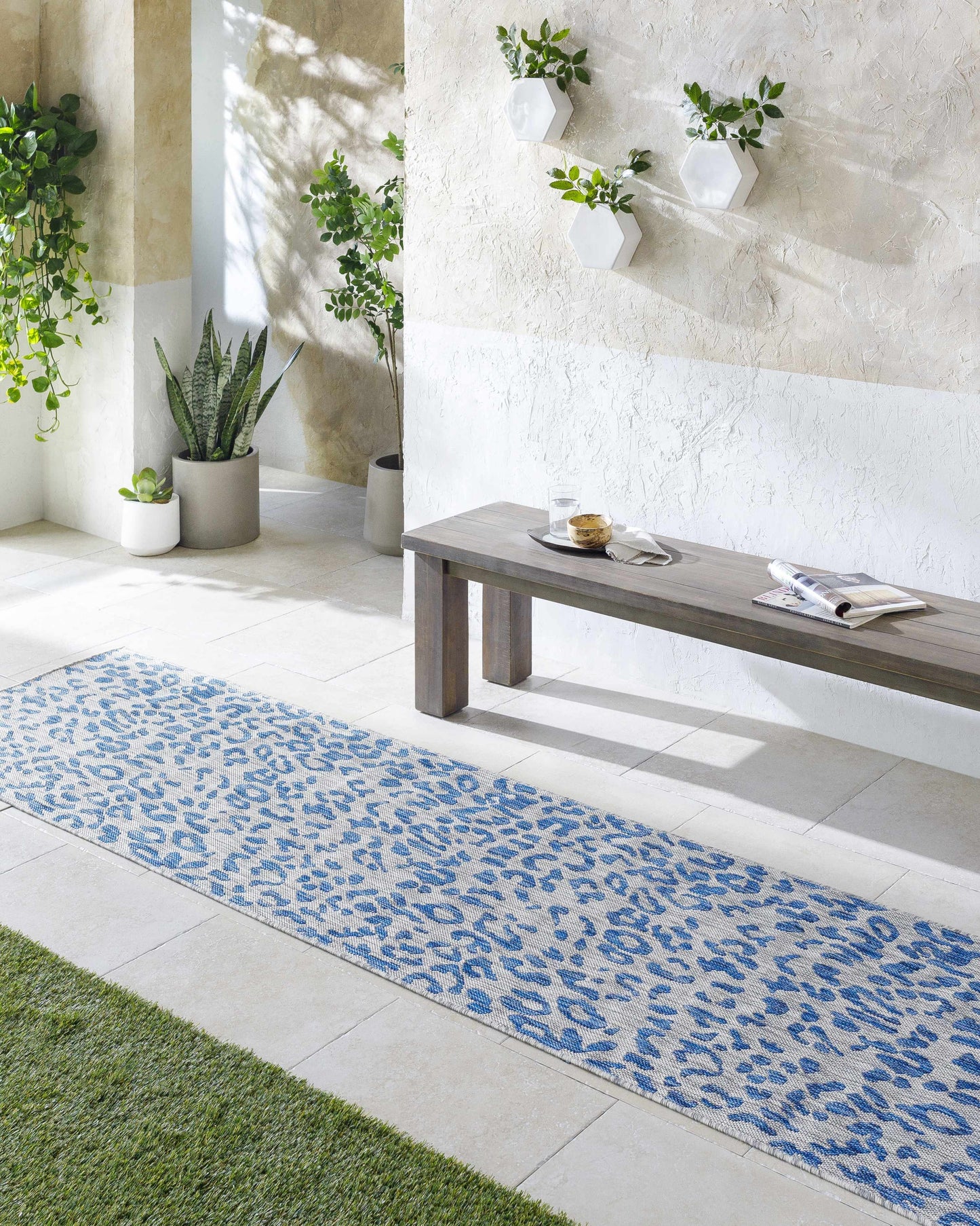 Skipsea Blue Leopard Performance Rug