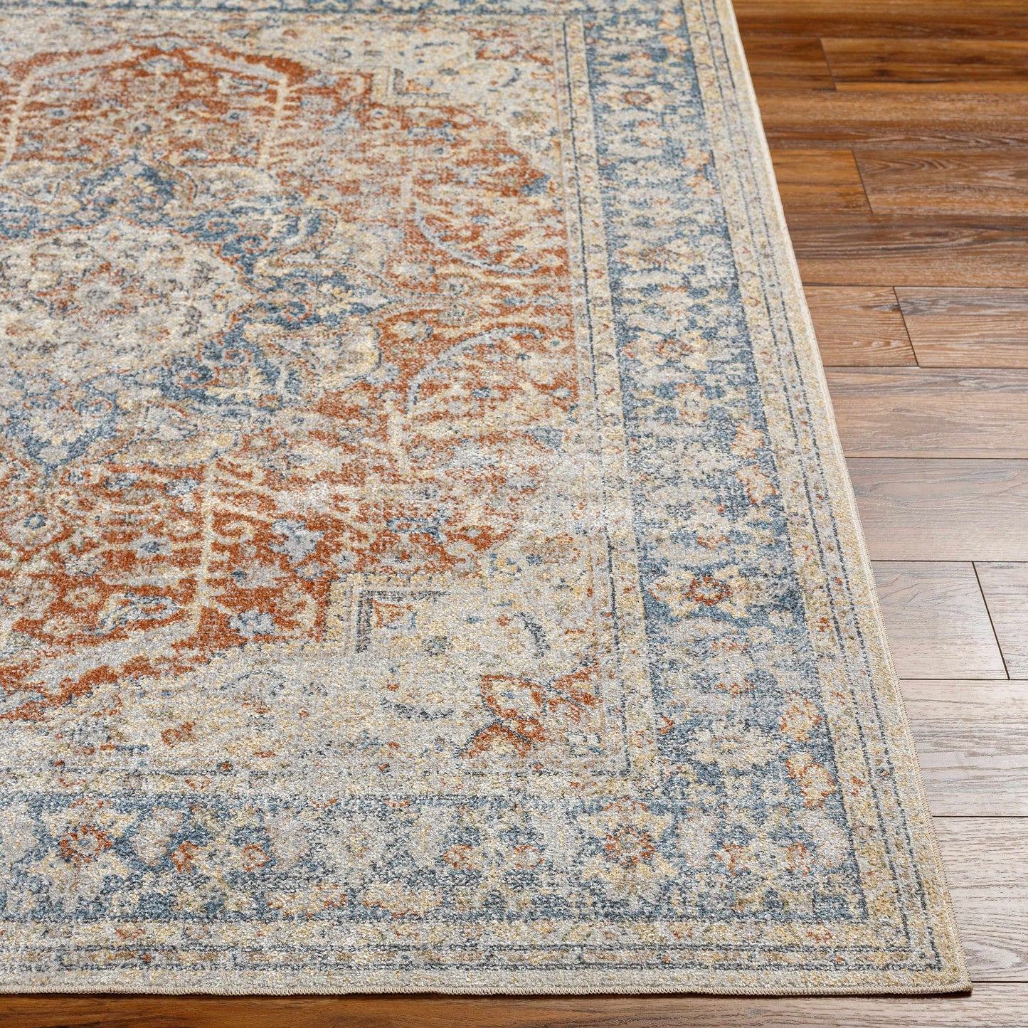 Emke Rust Washable Area Rug - Clearance