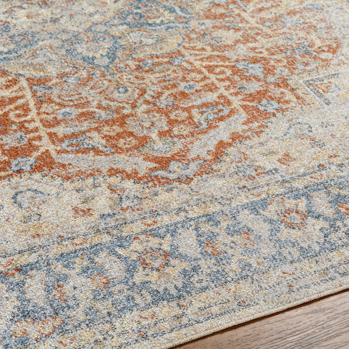 Emke Rust Washable Area Rug - Clearance