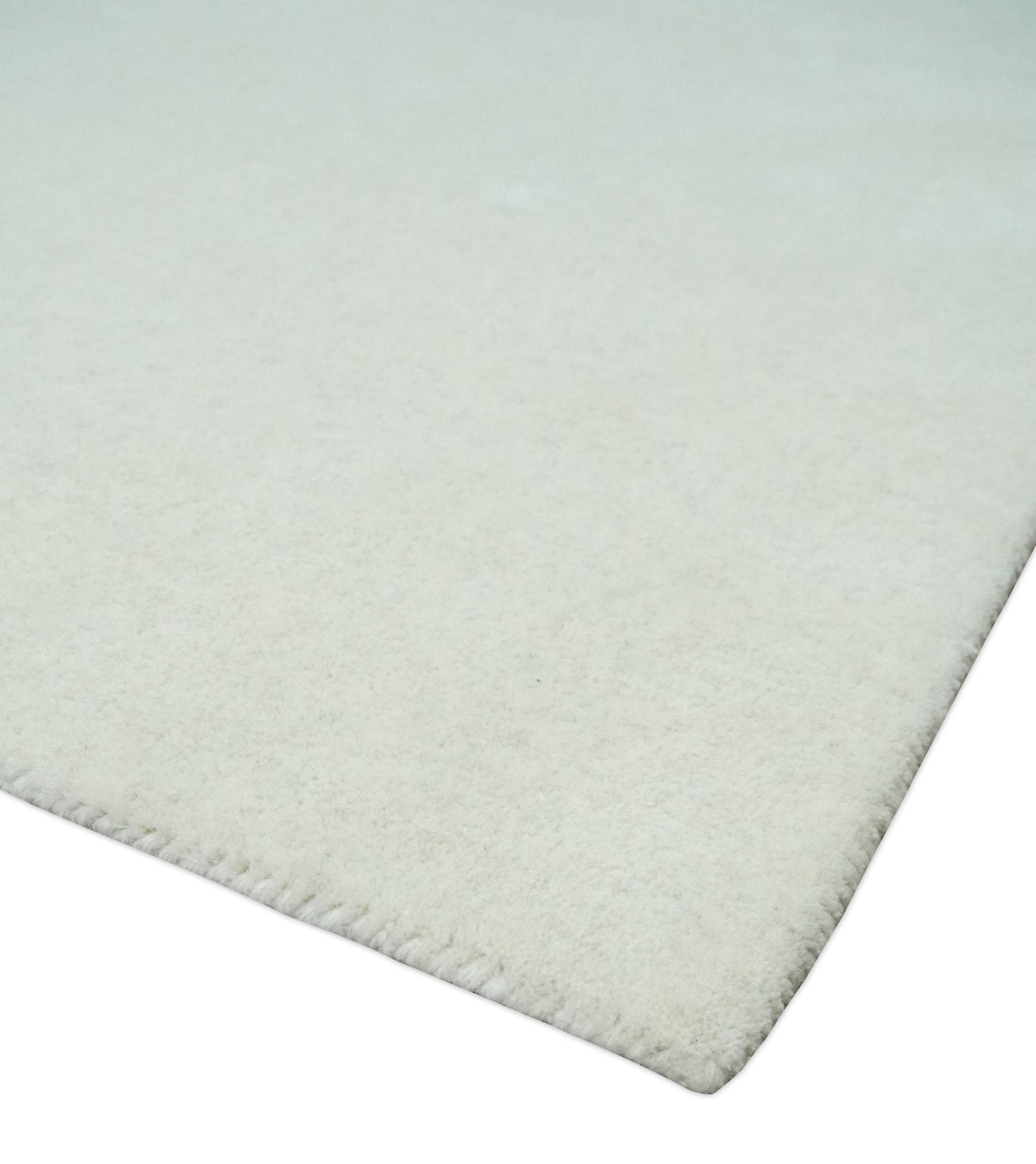 Custom Made Solid Ivory White Hand Tufted Layering Rug