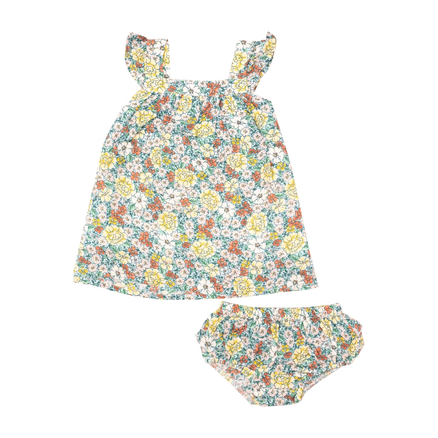 Sundress & Diaper Cover - Golden Peony Floral