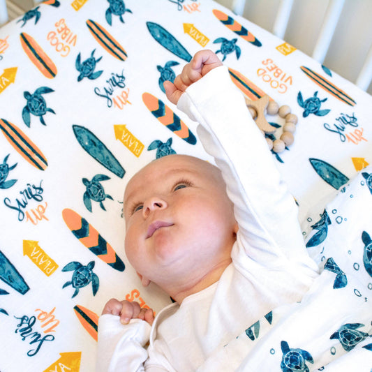 Surf Oh So Soft Muslin Crib Sheet