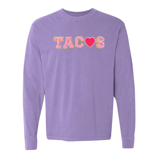 Tacos Letter Patch Long Sleeve T-Shirt