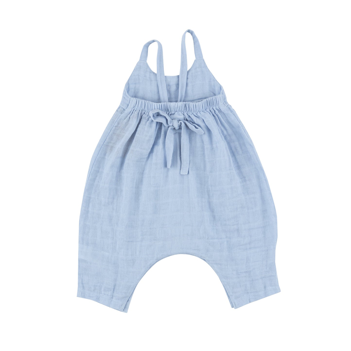 Tie Back Romper - Dusty Blue Solid Muslin