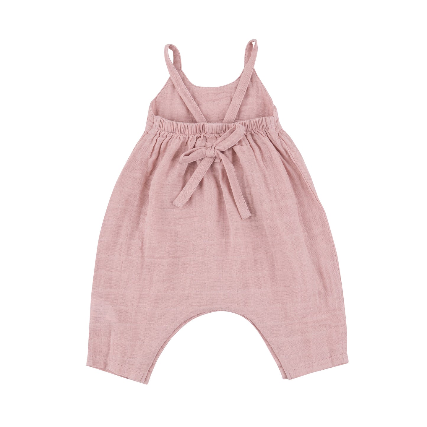 Tie Back Romper - Dusty Pink Solid Muslin