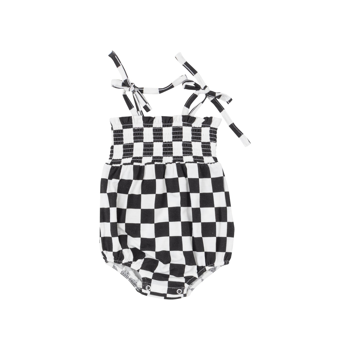 Tie Strap Smocked Bubble - Checkerboard