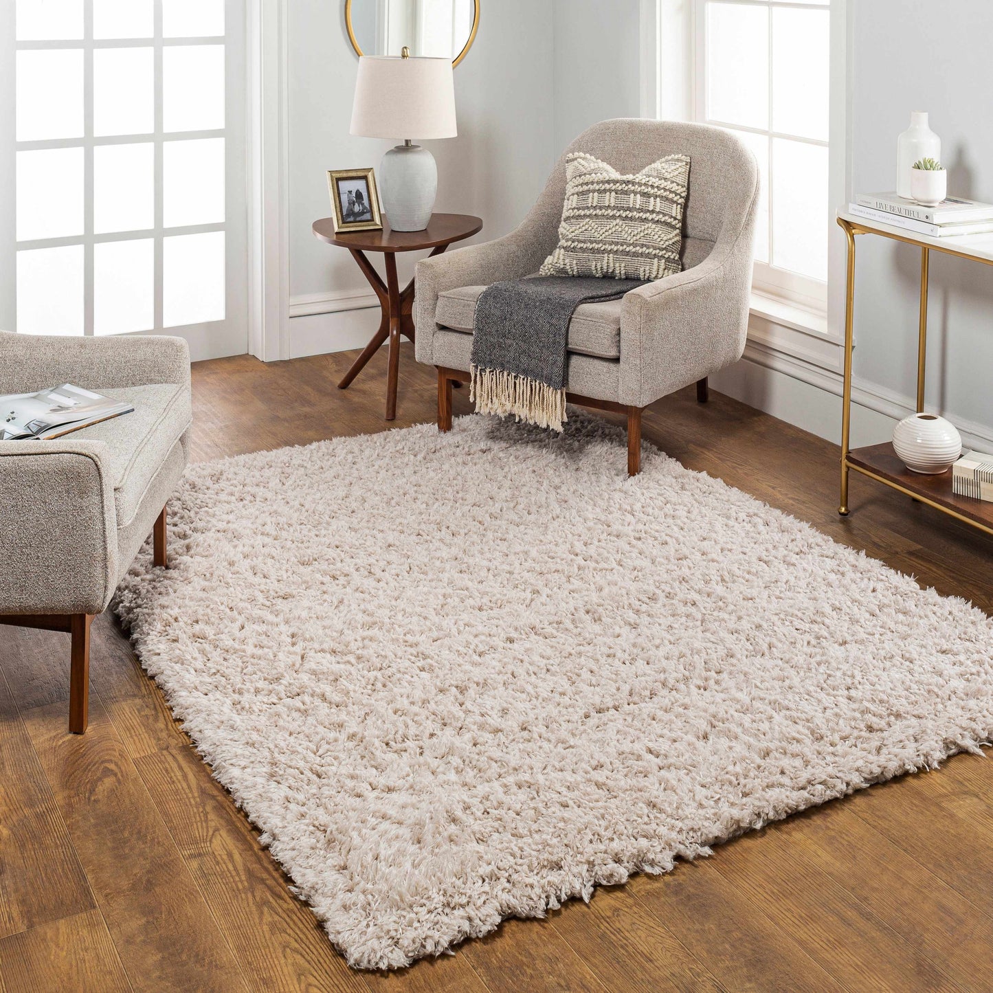 Siari Solid Oatmeal Shag Rug