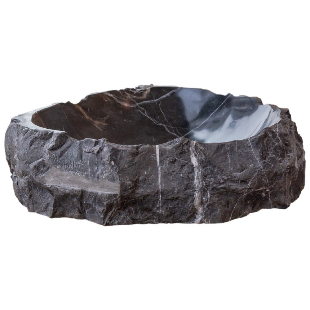 Toros Black Marble Natural Stone Vessel Sink (W)17" (L)17" (H)5"