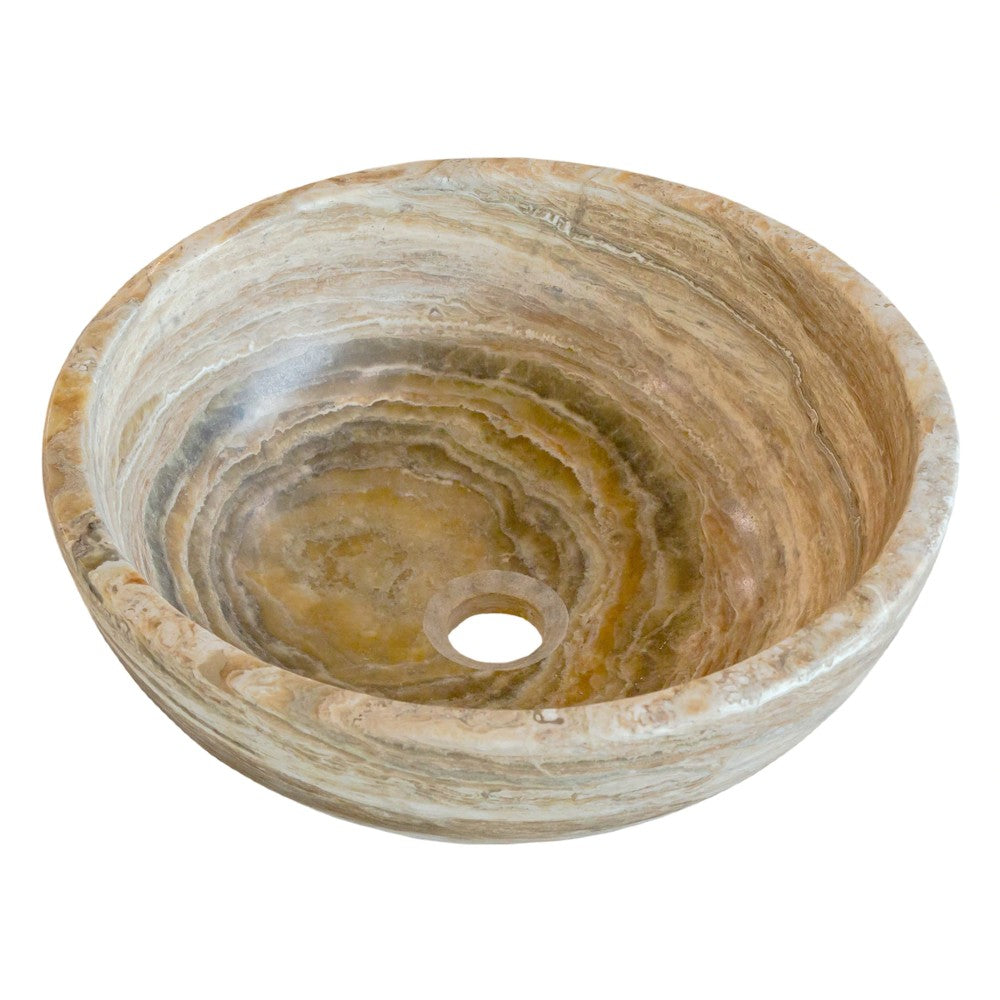 Traonyx Travertine Onyx Natural Stone Vessel Sink (D)16" (H)6"