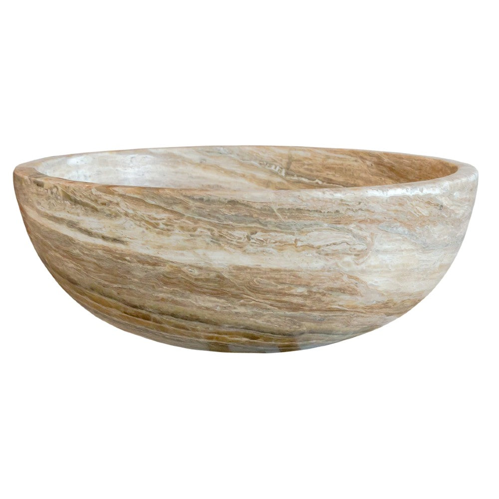 Traonyx Travertine Onyx Natural Stone Vessel Sink (D)16" (H)6"