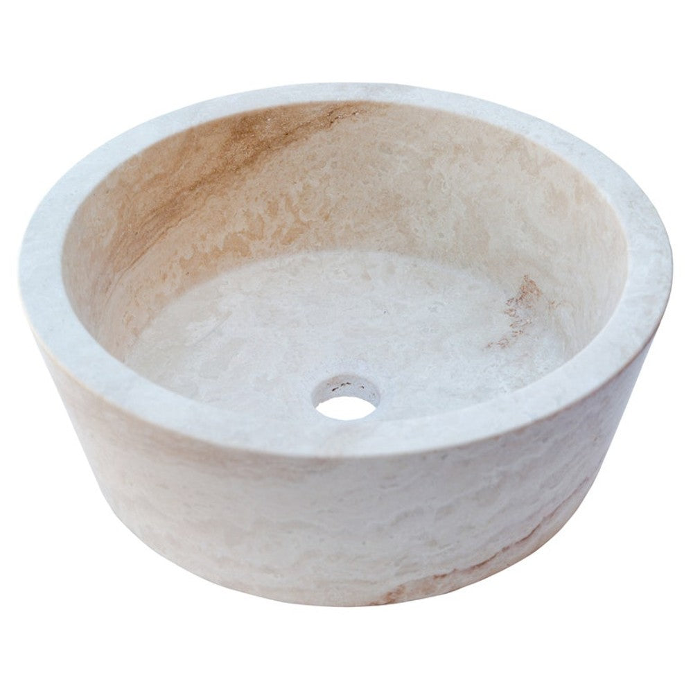 Troia Light Travertine Natural Stone Vessel Sink (D)16" (H)6"