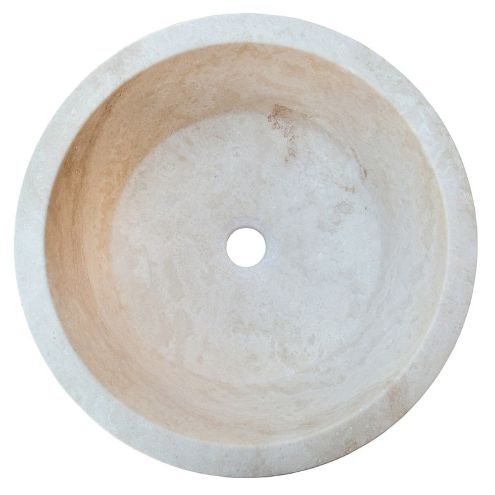 Troia Light Travertine Natural Stone Vessel Sink (D)16" (H)6"