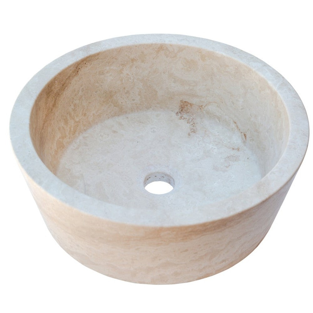 Troia Light Travertine Natural Stone Vessel Sink (D)16" (H)6"