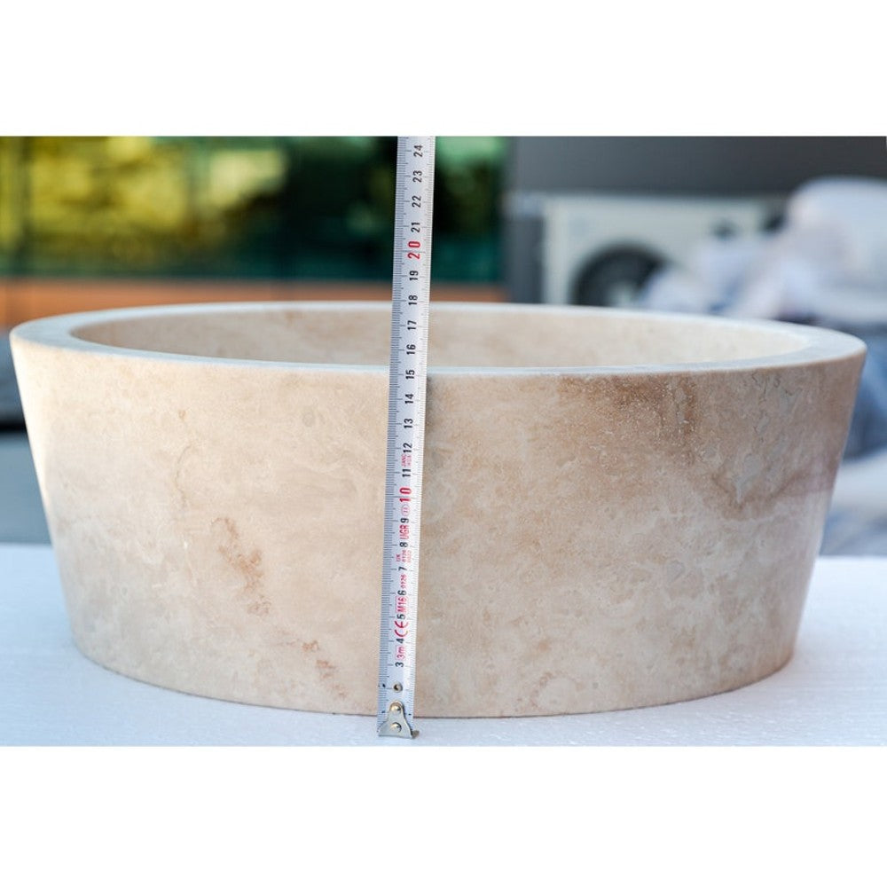 Troia Light Travertine Natural Stone Vessel Sink (D)16" (H)6"