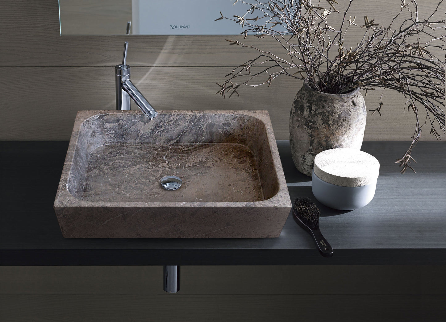 Tundra Gray Marble Farmhouse Rectangular Sink (W)16" (L)19.5" (H)5"