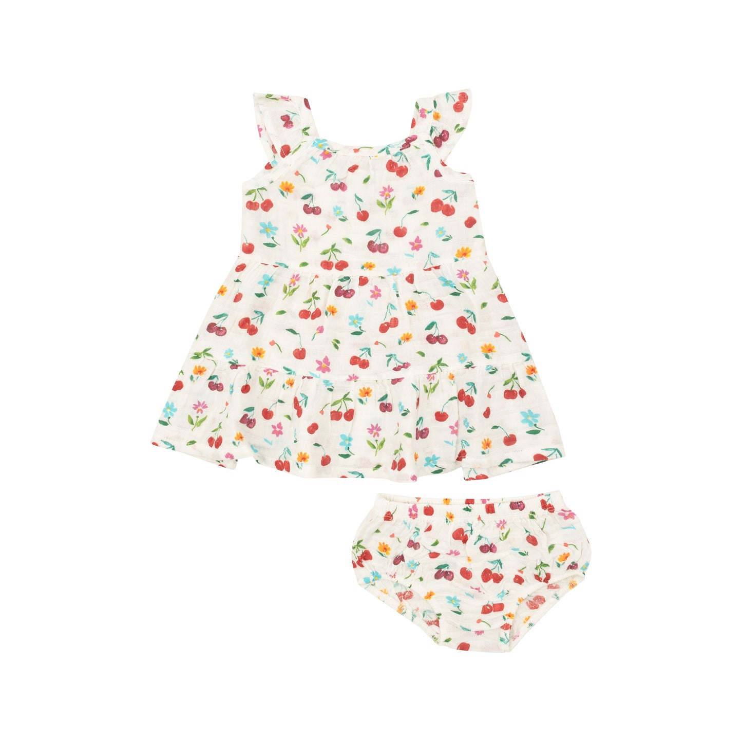 Twirly Sundress & Diaper Cover - Cherry