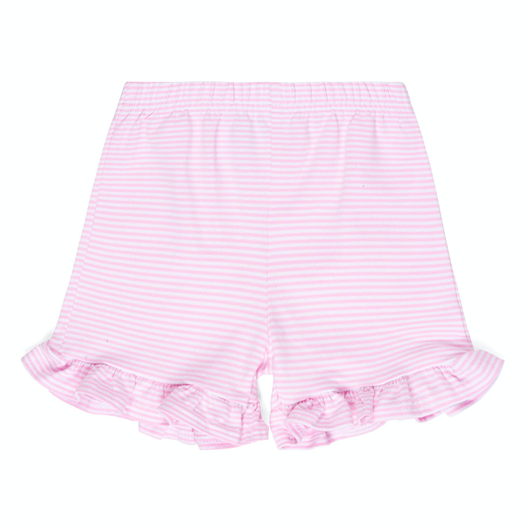 Girl's Micro Stripe Ruffle Shorts