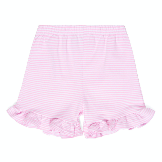 Girl's Micro Stripe Ruffle Shorts