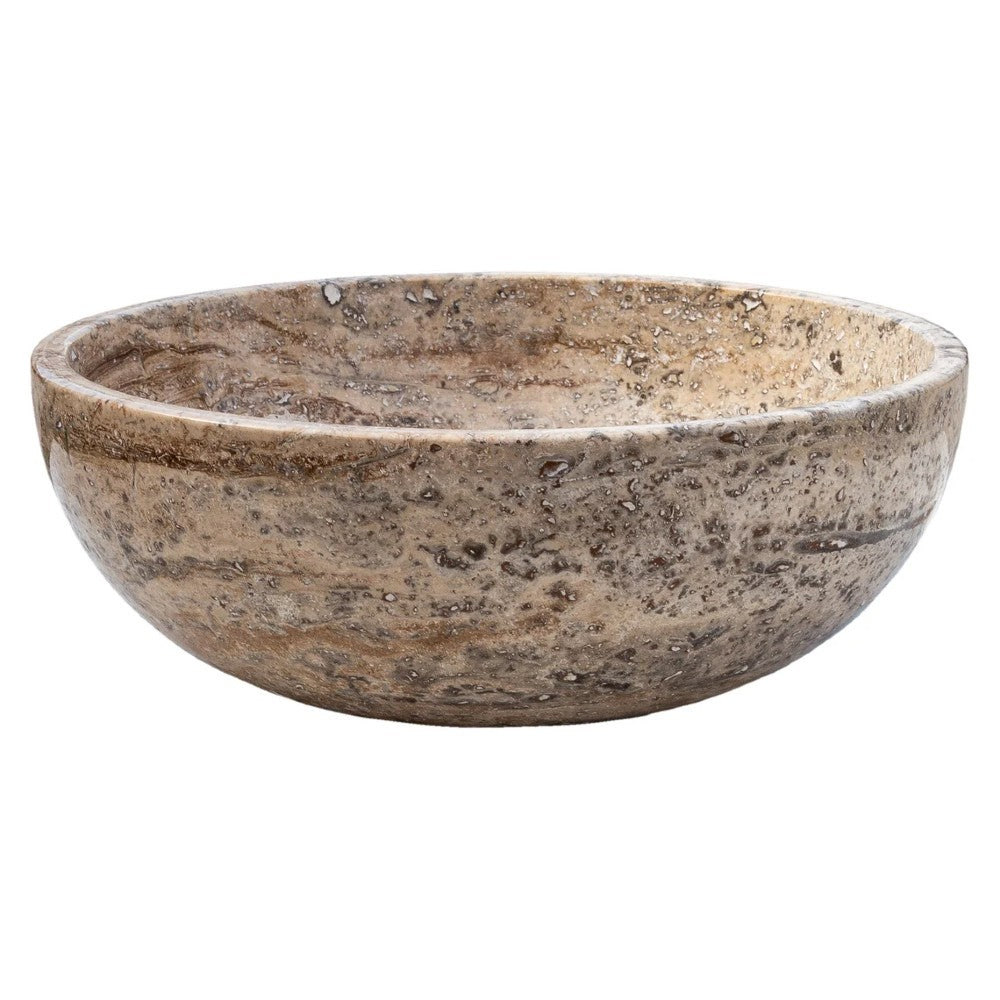 Valencia Beige Travertine Natural Stone Vessel Sink Filled and Polished (D)16" (H)6"