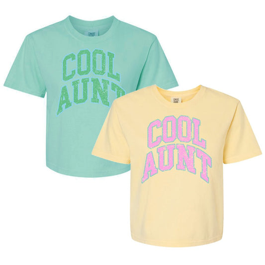 'Varsity Cool Aunt' Boxy T-Shirt