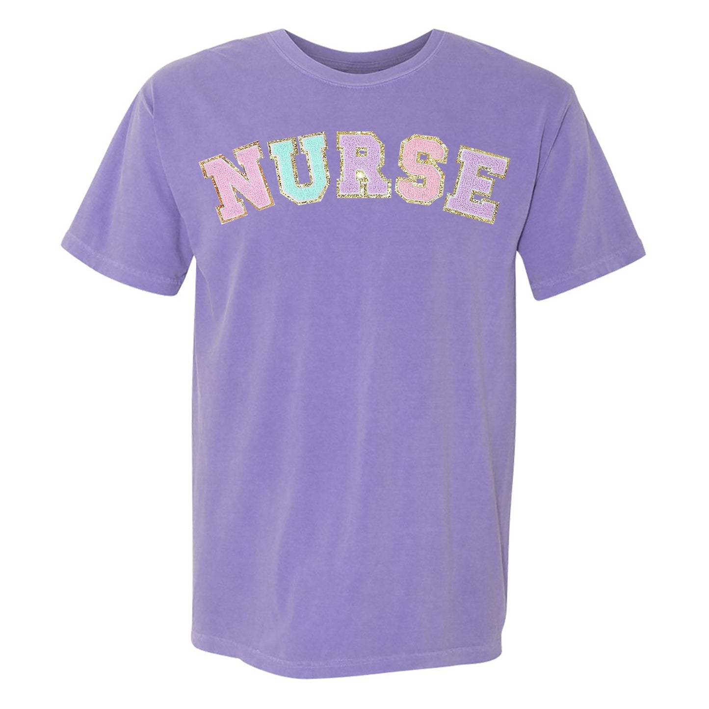 Nurse Colorful Letter Patch Comfort Colors T-Shirt