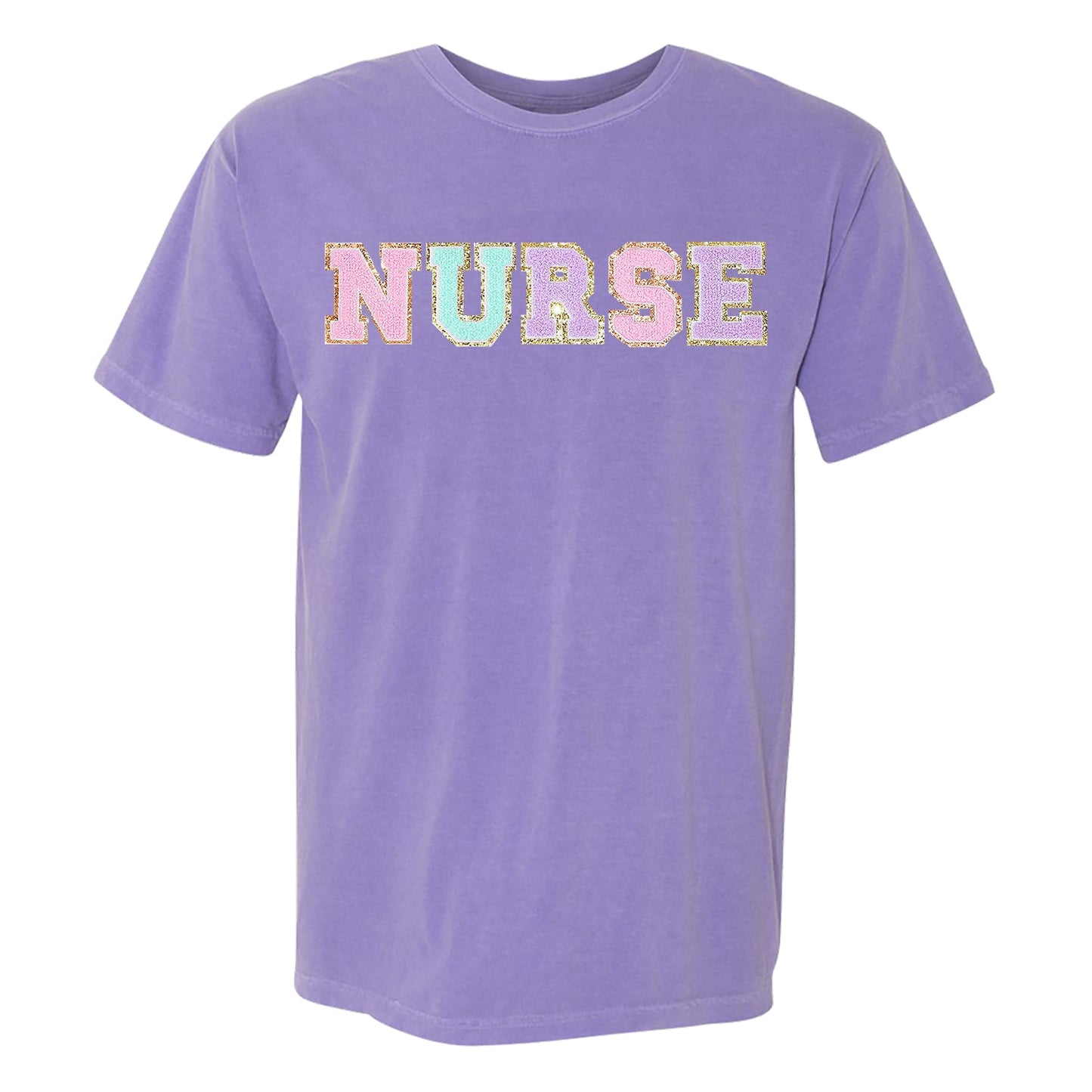 Nurse Colorful Letter Patch Comfort Colors T-Shirt