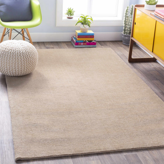 Brockton Solid Tan Wool Rug