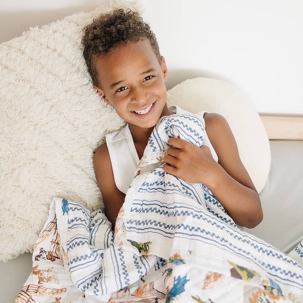 Wyoming + Western Stripe Classic Muslin Super Snuggle Blanket