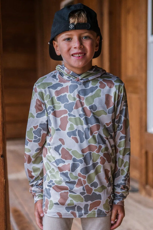 Burlebo Youth Performance Hoodie - Driftwood Camo