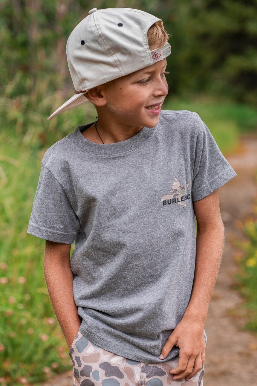 Burlebo Youth Tee - Pintail Diving Duck - SS - Dark Heather Grey