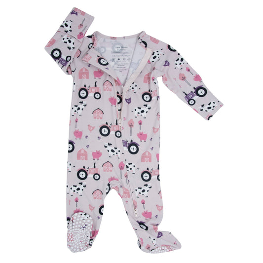 Tractors and Cows Zipper Footie